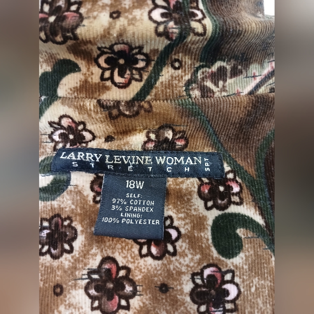 Vintage Larry Levine Woman 18W Brown Paisley Corduroy Blazer Jacket Stretch - Picture 3 of 15
